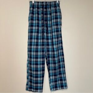 Izod Men's Blue Plaid Lounge Pants with Drawstring, small